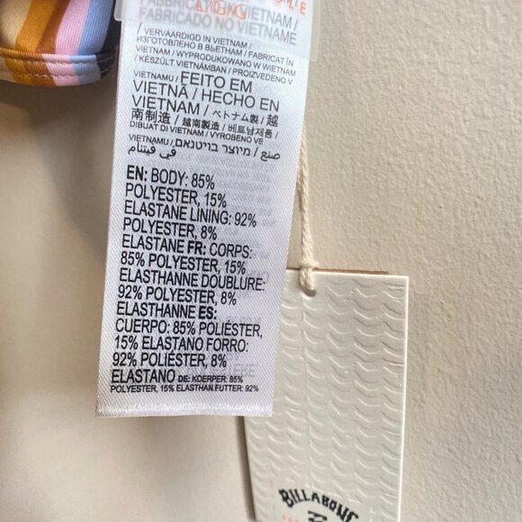 NWT Billabong  Multi - Brown & Yellow Stripe Triangle Bikini Top, size L… - Picture 9 of 12